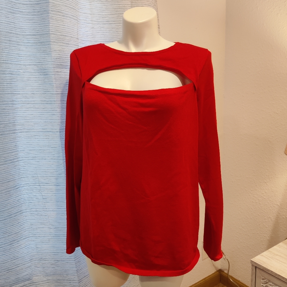 Eloquii Red Cutout Sweater - Size 22/24